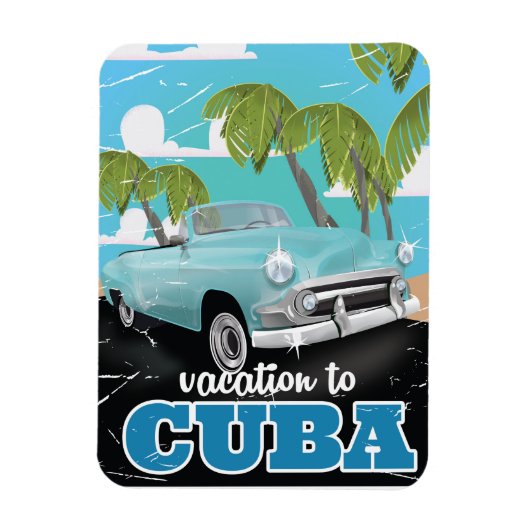 Cuba vintage auto reisposter magneet (Verticaal)