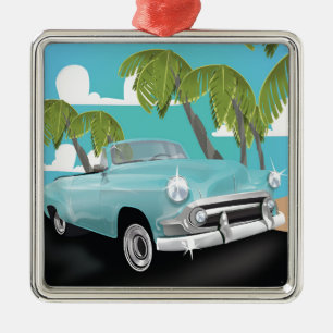 Cuba vintage auto reisposter metalen ornament