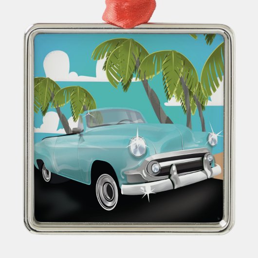 Cuba vintage auto reisposter metalen ornament (Voorkant)