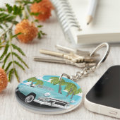 Cuba vintage auto reisposter sleutelhanger (Voorkant Rechts)