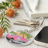 Cuba vintage auto reisposter sleutelhanger (Voorkant Rechts)