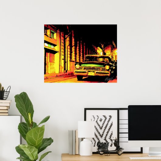 CUBA VINTAGE CAR POSTER (Thuiskantoor)