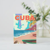 Cuba vintage reisposter briefkaart (Staand voorkant)