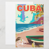 Cuba vintage reisposter briefpapier (Voorkant / Achterkant)