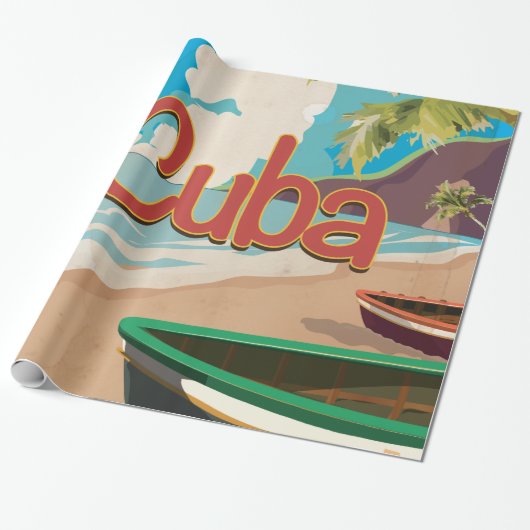 Cuba Vintage Reisposter Cadeaupapier (Uitgerold)
