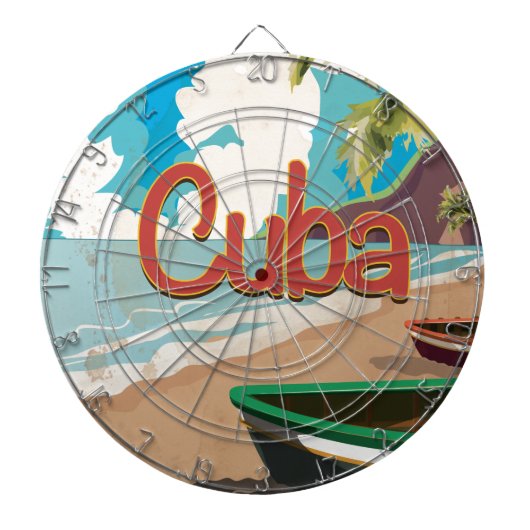 Cuba Vintage Reisposter Dartbord (Voorkant)