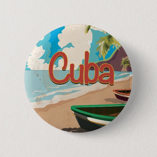 Cuba Vintage Reisposter Ronde Button 5,7 Cm (Voorkant)