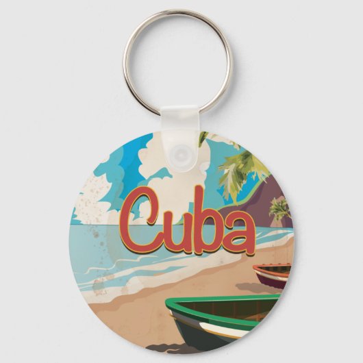 Cuba Vintage Reisposter Sleutelhanger (Voorkant)