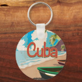 Cuba Vintage Reisposter Sleutelhanger (Voorkant)