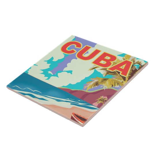 Cuba vintage reisposter tegeltje (Zijkant)