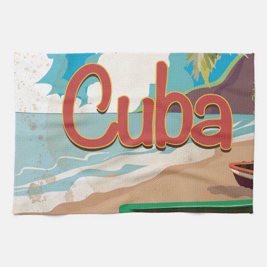 Cuba Vintage Reisposter Theedoek (Horizontaal)