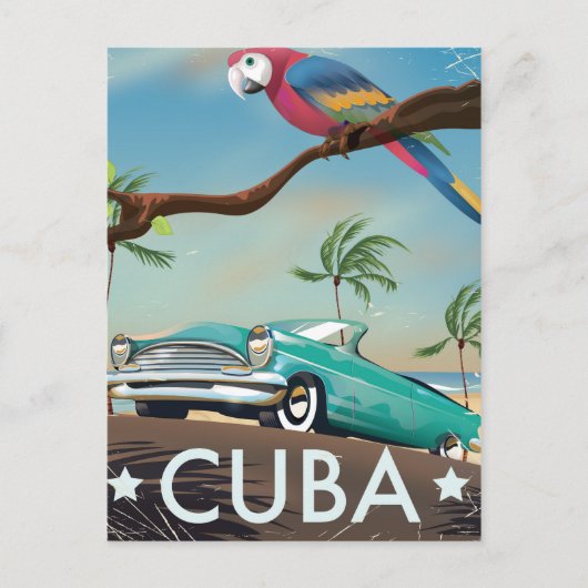 Cuba vintage retro Reisprint Briefkaart (Voorkant)