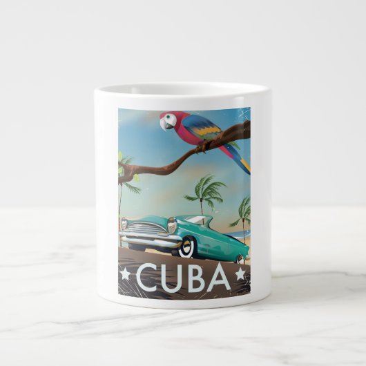Cuba vintage retro Reisprint Grote Koffiekop (Voorkant)