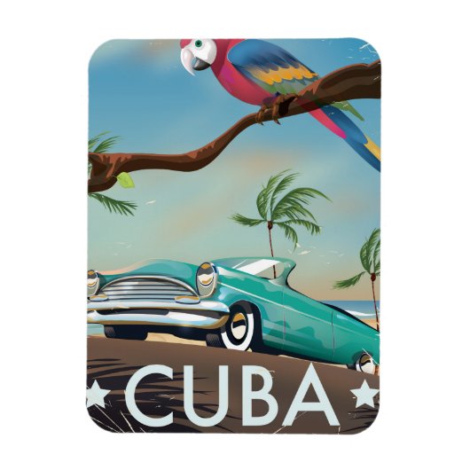 Cuba vintage retro Reisprint Magneet (Verticaal)
