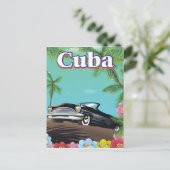 Cuba vintage stijl reisposter briefkaart (Staand voorkant)