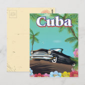Cuba vintage stijl reisposter briefkaart (Voorkant / Achterkant)