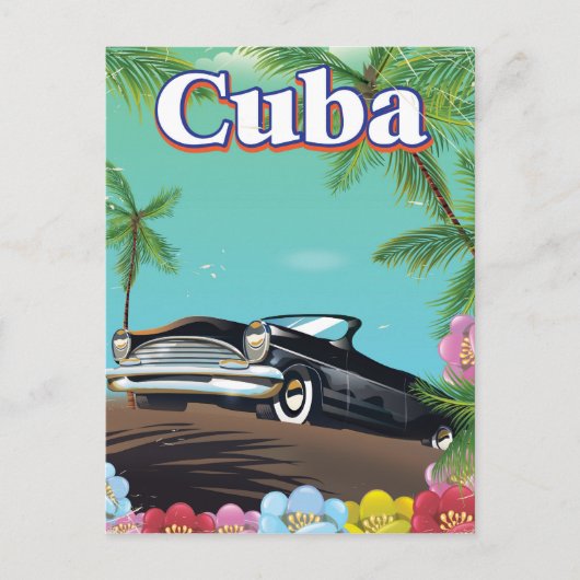 Cuba vintage stijl reisposter briefkaart (Voorkant)
