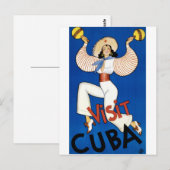 Cuba Vintage Travel Poster teruggezet Briefkaart (Voorkant / Achterkant)