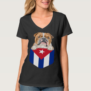 Cuba Vlag Bulldog Hond In Zak T-shirt