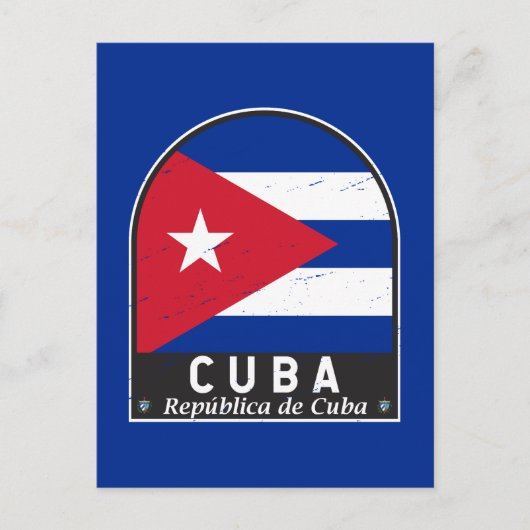 Cuba vlag embleem van noodlijdende Vintage Briefkaart (Voorkant)