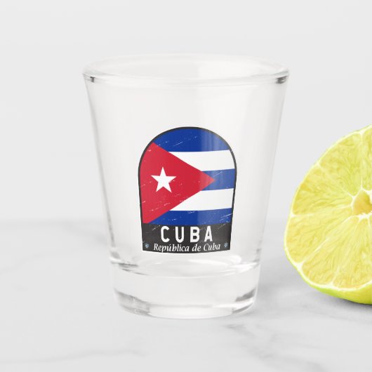 Cuba vlag embleem van noodlijdende Vintage Shot Glas (Voorkant)