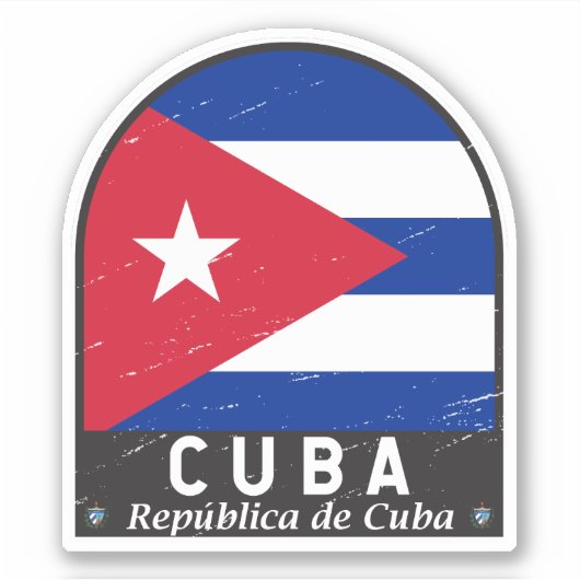 Cuba vlag embleem van noodlijdende Vintage Sticker (Voorkant)