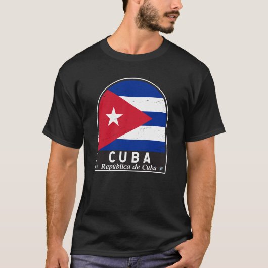Cuba vlag embleem van noodlijdende Vintage T-shirt (Voorkant)