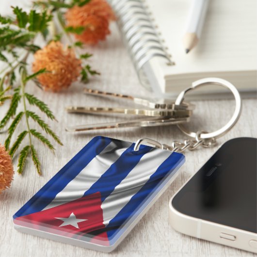 Cuba-vlag Fabric Sleutelhanger (Voorkant Rechts)