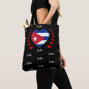 Cuba Vlag & hart, Cubaanse vlag mode/sport Tote Bag
