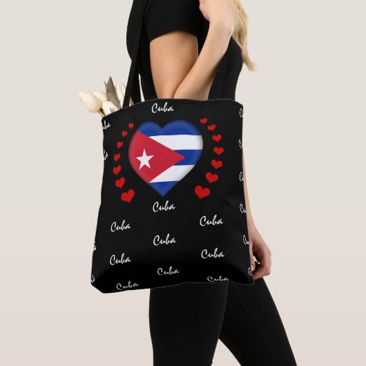 Cuba Vlag & hart, Cubaanse vlag mode/sport Tote Bag (Dichtbij)