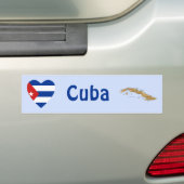 Cuba Vlag Hart + Landkaart Bumpersticker (Op auto)