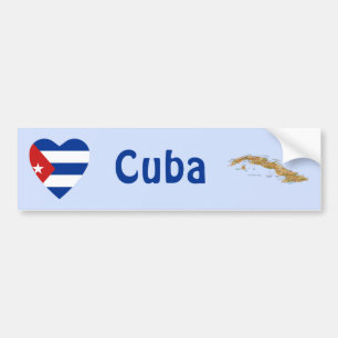 Cuba Vlag Hart + Landkaart Bumpersticker