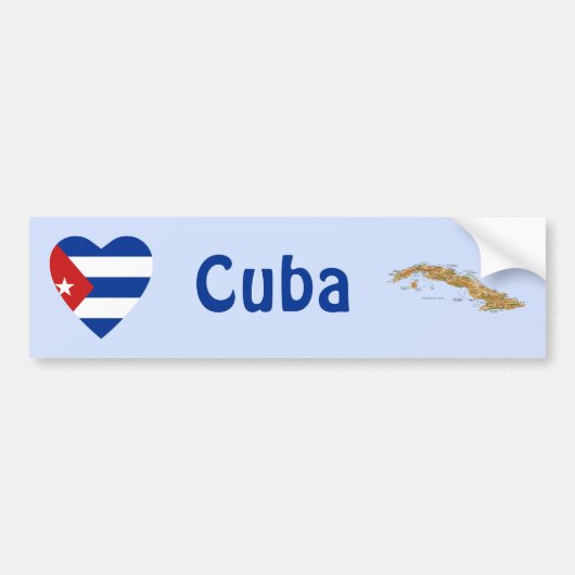 Cuba Vlag Hart + Landkaart Bumpersticker (Voorkant)