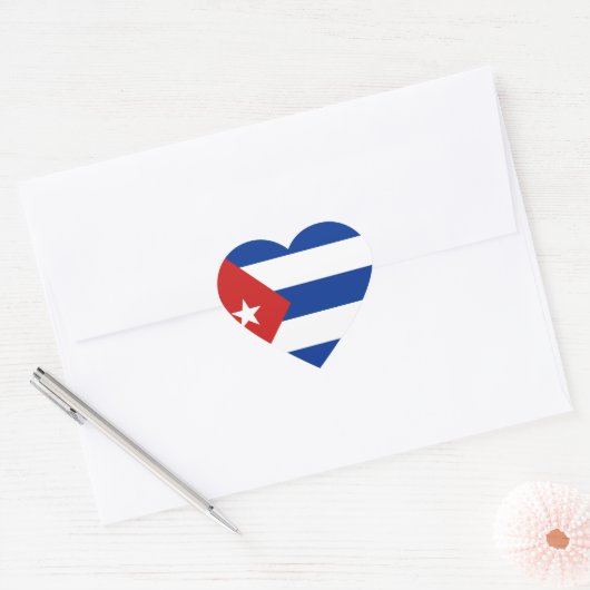 Cuba Vlag Hart Sticker (Envelop)