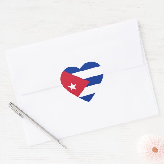 Cuba Vlag Hart Sticker (Envelop)