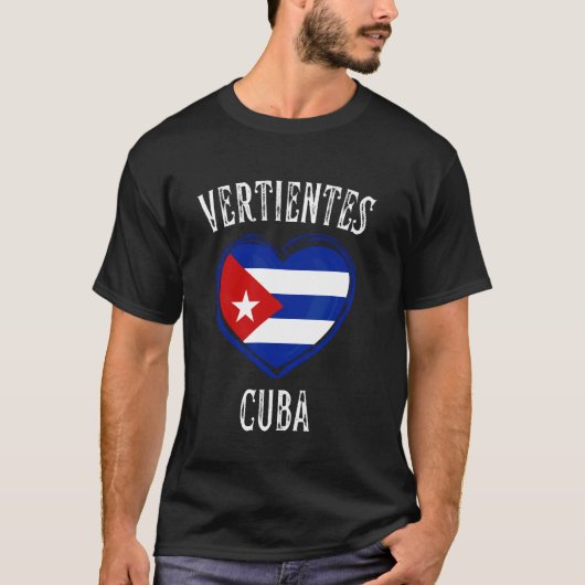 Cuba Vlag Hart Vertientes Stad T-shirt (Voorkant)