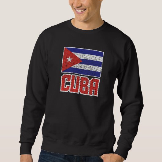 Cuba Vlag in verbijsterd recro Cuban Pride Trui (Voorkant)