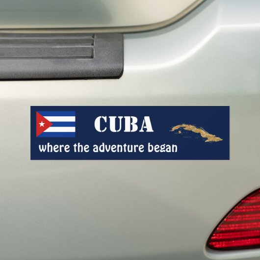 Cuba Vlag + Kaart Bumpersticker (Op auto)