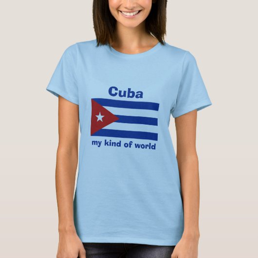 Cuba Vlag + Kaart + Tekst T-shirt (Voorkant)