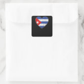 Cuba Vlag Liefde Hart Cubaans Vierkante Sticker (Tas)