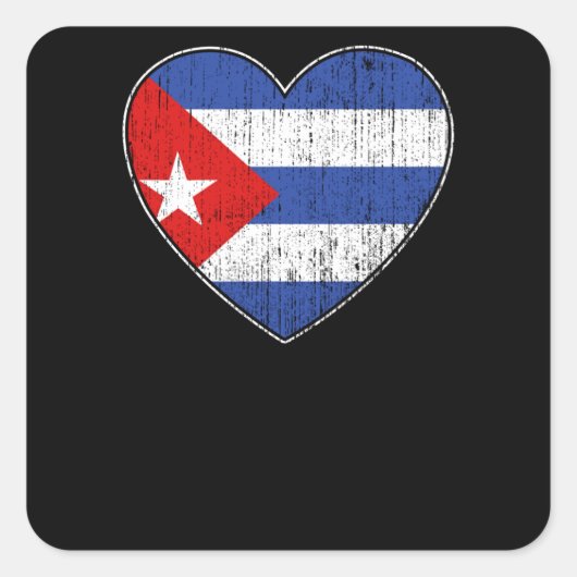 Cuba Vlag Liefde Hart Cubaans Vierkante Sticker (Voorkant)
