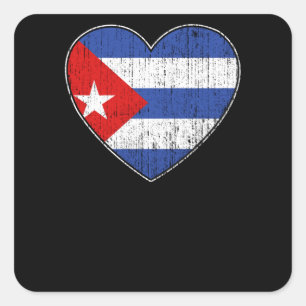 Cuba Vlag Liefde Hart Cubaans Vierkante Sticker