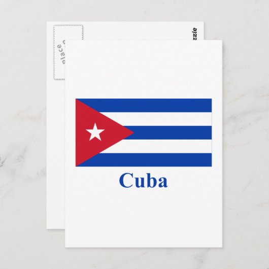 Cuba vlag met naam briefkaart (Voorkant / Achterkant)