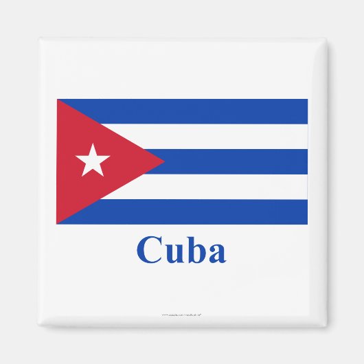 Cuba Vlag met naam Magneet (Voorkant)