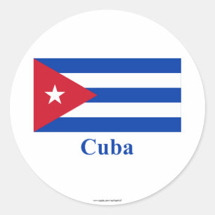 Cuba Vlag met naam Ronde Sticker