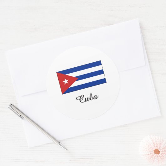 Cuba vlag ontwerp ronde sticker (Envelop)