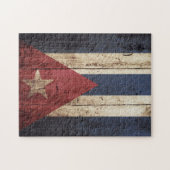 Cuba Vlag op oude houten graan Legpuzzel (Horizontaal)