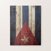 Cuba Vlag op oude houten graan Legpuzzel (Verticaal)