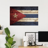 Cuba Vlag op oude houten graan Poster (Thuiskantoor)