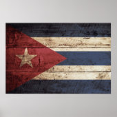 Cuba Vlag op oude houten graan Poster (Voorkant)